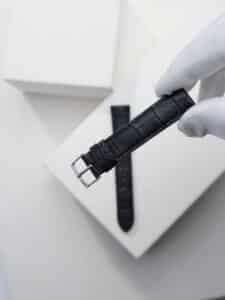 Luxury watch strap - black matte genuine alligator