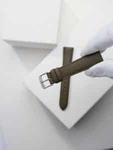 Bracelet de montre de luxe - cuir tanné végétal kaki