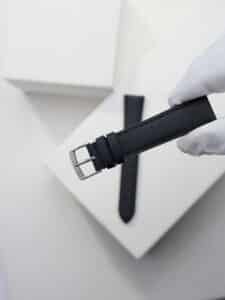 Luxury watch strap - black veg tan leather